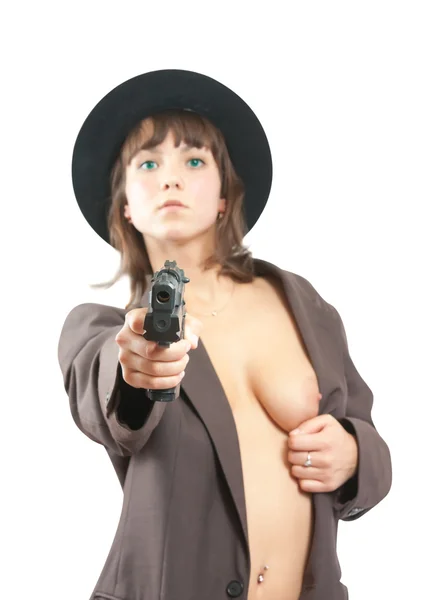 Sexy naked girl with gun by Daria Filimonova Stock Photo