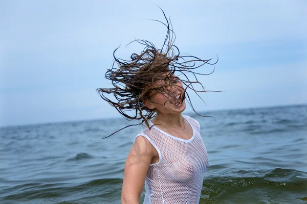 stock image Beautiful girl swimming