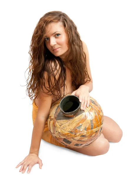 stock image Priestess with vintage jug