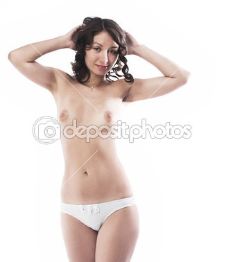 Beyaz külot üstsüz kız