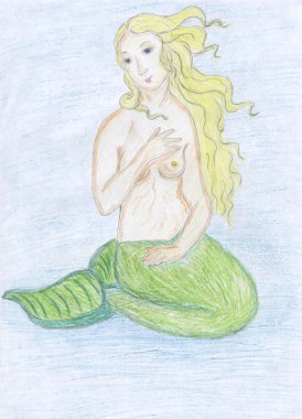 Mermaid sketch, colored