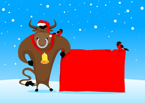 Kerst Bull vector illustratie in EPS 8,0 — Stockvector