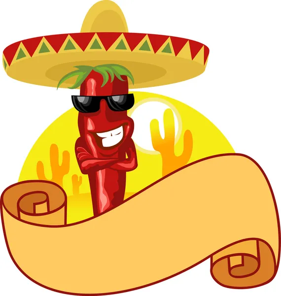 Mexican hot chili label — Stock Vector