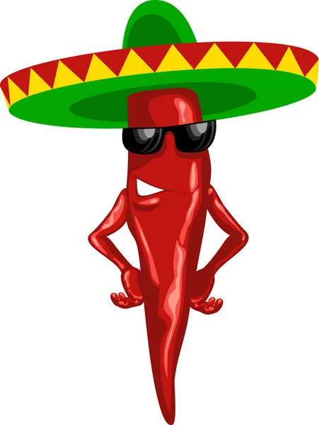 Horké mexické chilli zelené sombrero — Stockový vektor