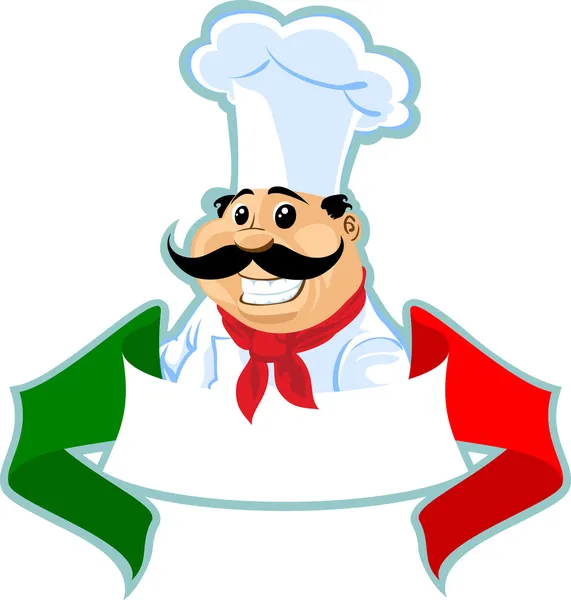 Olasz szakács szakács címke Stock Illusztrációk