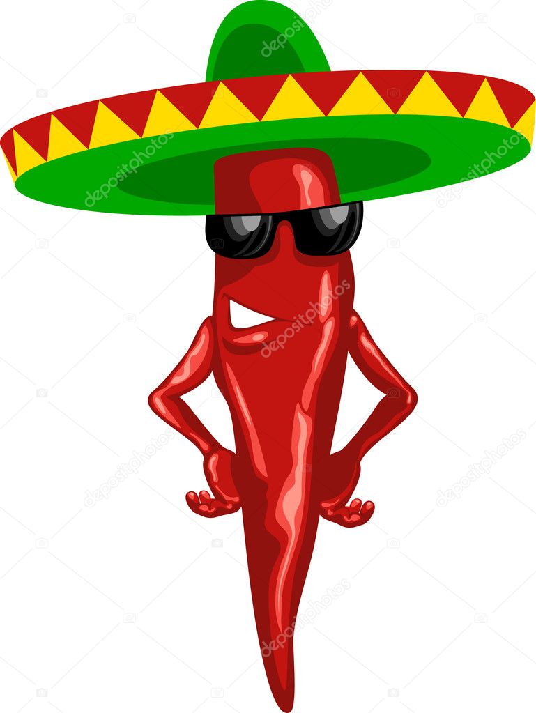 Hot mexican chili green sombrero