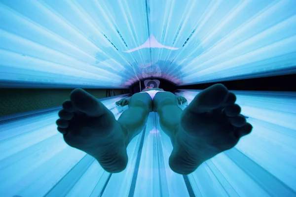 stock image Woman in the solarium