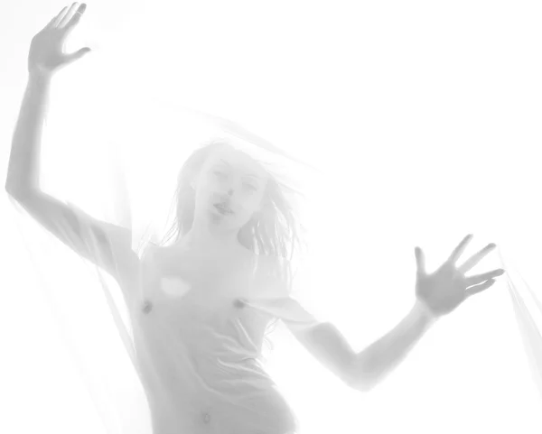 stock image The bared girl under a white veil