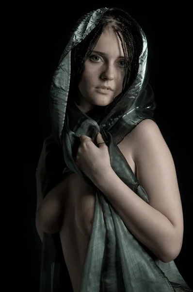 stock image Nude woman in headscarf